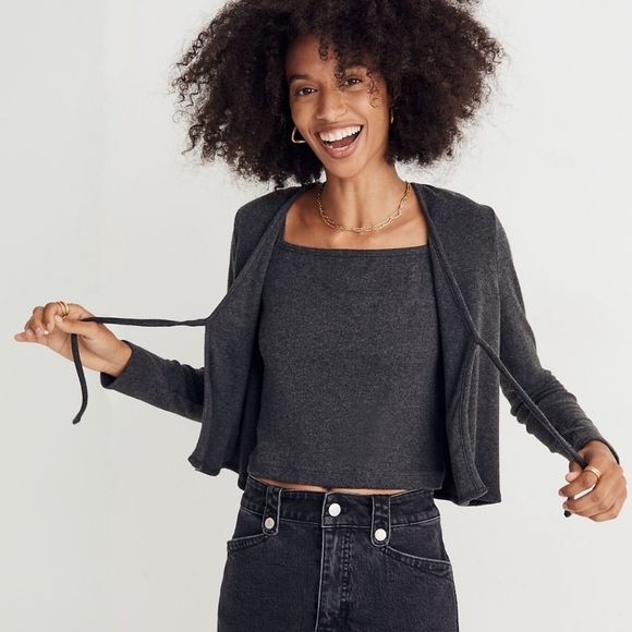 Madewell Brushed Rib Tie-Front Cardigan - Picture 4 of 10